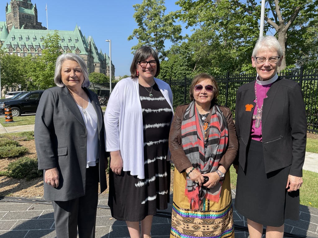 Her Excellency Governor General Mary Simon, the Right Rev. Dr. Carmen Lansdowne, Moderator of the United Church of Canada, the Rev. Mary Fontaine, and Archbishop Linda Nicholls, Primate of the Anglican Church of Canada.