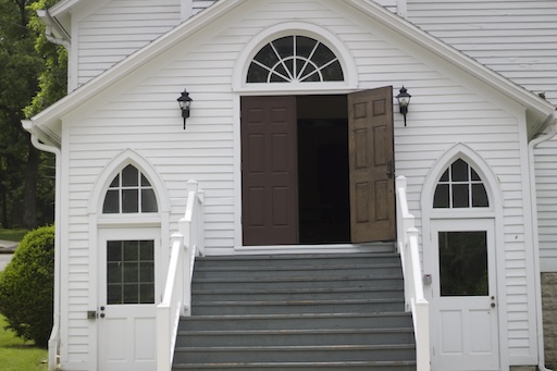 A church with a open door
