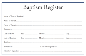 Baptism Page from Register