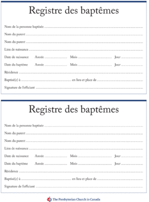Baptism Register, French