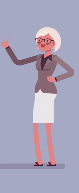 Business woman giving thumbs up