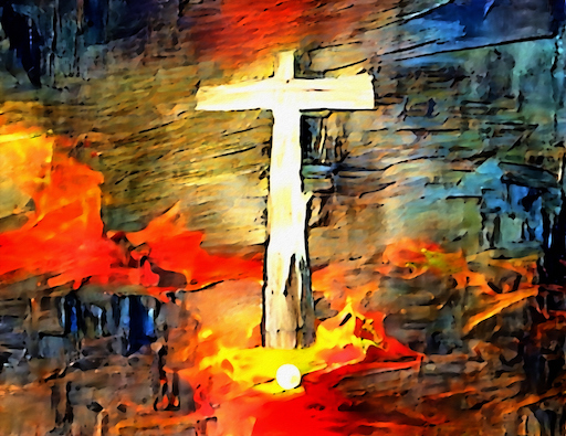Christian cross painting. 3D rendering