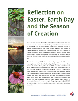 Easter, Earth Day and the Season of Creation Reflection