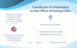 Elder Ordination Certificate Fillable