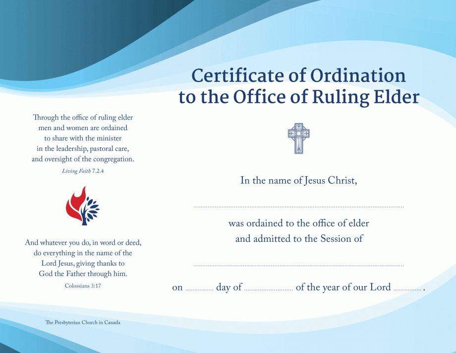 Elder Ordination Certificate