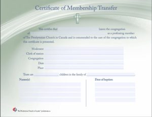 Membership Transfer Certificate