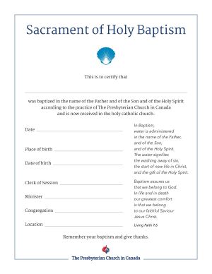 Baptism Certificate, Adult