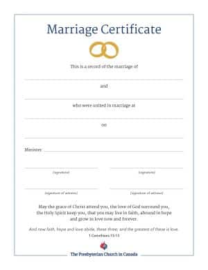 Marriage Record Certificate