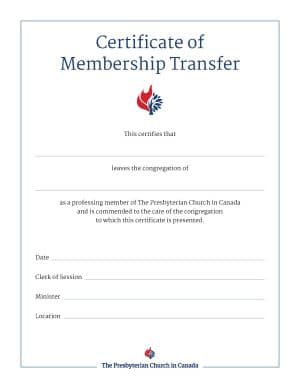 Certificate of Membership Transfer
