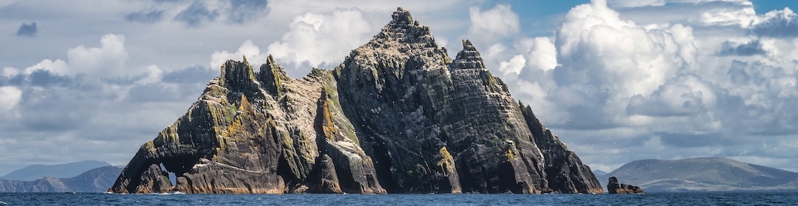 Skellig island emerging from ocean