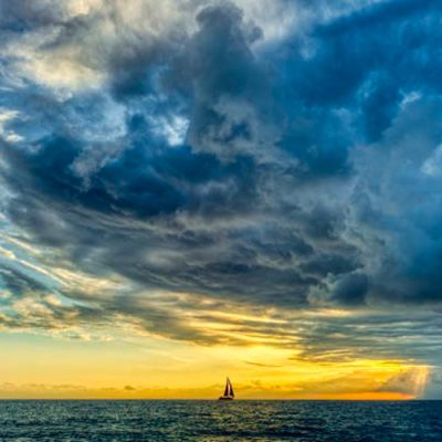 Sailboat on ocean