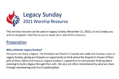 Legacy Sunday Worship Resources