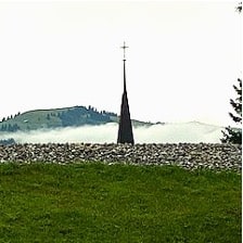 Steeple in mist